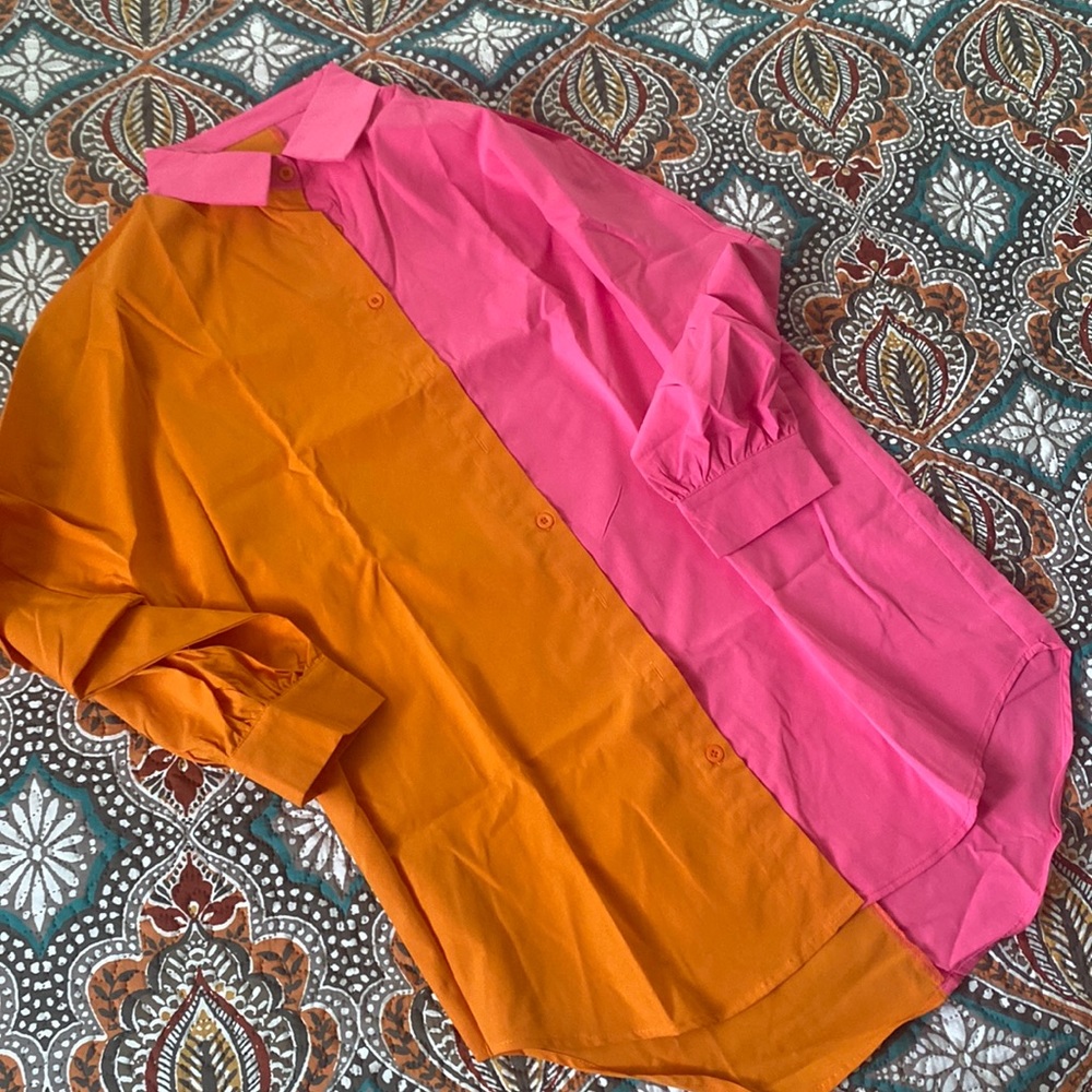 Color block shirt dress